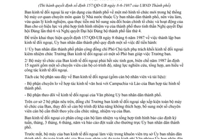 Chỉ thị 21/CT-UB tổ chức triển khai hoạt động Ban kinh tế đối ngoại thành phố