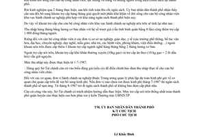 Công văn 2860/UB-TM sửa đổi trợ cấp hàng tháng giải quyết khó khăn đời sống cho CB-CNV khu vực hành chính sự nghiệp và người diện chính sách TPHCM