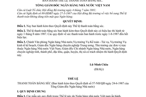 Quyết định  57-NH/QĐ  thể lệ thanh toán bằng séc