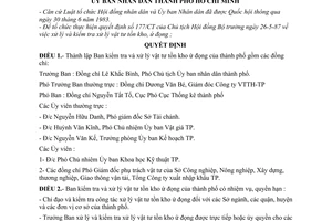 Quyết định 169/QĐ-UB thành lập Ban xử lý kiểm tra vật tư tồn kho ứ đọng