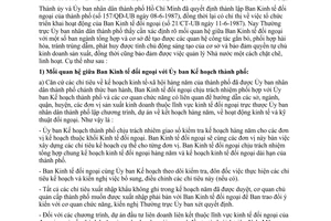 Thông báo 82/TB-UB hướng dẫn Quyết định  157/QĐ-UB , Chỉ thị 21/CT-UB  thành lập  hoạt động  Ban Kinh tế đối ngoại