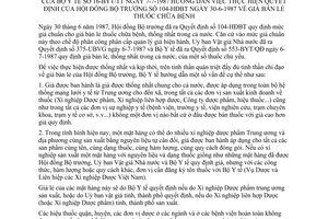 Thông tư 16-BYT/TT giá bán lẻ thuốc chữa bệnh hướng dẫn quyết định Hội đồng bộ trưởng 104-HĐBT