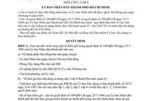 Quyết định  134/QĐ-UB  sửa đổi một số điểm trong công tác bán hóa giá nhà cấp 3, cấp 4