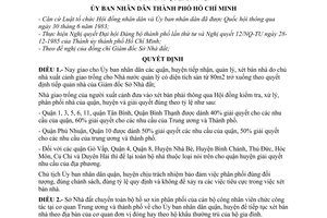 Quyết định 154/QĐ-UB phân cấp, quản lý, xét bán nhà chủ nhà xuất cảnh giao trống cho các quận, huyện