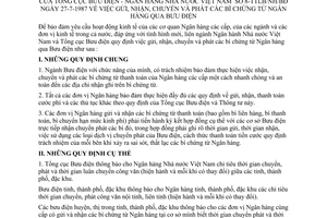 thông tư liên bộ 8-TTLB/NH/BĐ gửi, nhận, chuyển phát bì chứng từ ngân hàng qua bưu điện