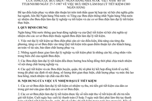 thông tư liên bộ 10-TTLB/NH/BĐ bưu điện làm đại lý tiết kiệm cho Ngân hàng