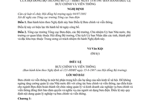 Nghị định 121- HĐBT Điều lệ Bưu chính và Viễn thông