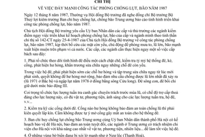 Chỉ thị 237-CT đẩy mạnh công tác phòng chống lụt bão 1987