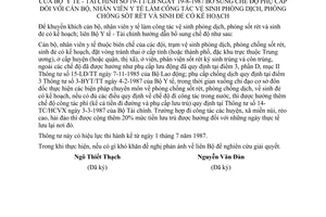 Thông tư liên Bộ 19-TT/LB bổ sung phụ cấp cán bộ, nhân viên y tế làm công tác vệ sinh phòng dịch, phòng chống sốt rét  sinh đẻ kế hoạch
