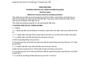 Tiêu chuẩn Việt Nam TCVN 4436:1987 về Bóng đèn điện - Phương pháp đo các thông số điện và quang do Ủy ban Khoa học và Kỹ thuật Nhà nước ban hành