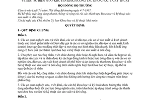 Quyết định 134 - HĐBT biện pháp khuyến khích công tác khoa học kỹ thuật