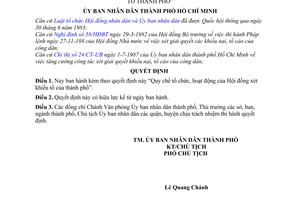 Quyết định 175/QĐ-UB Quy chế tổ chức hoạt động Hội đồng xét khiếu tố Thành phố