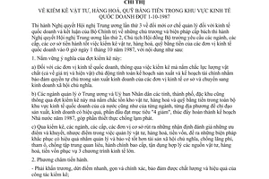 Chỉ thị 269-CT kiểm kê vật tư hàng hoá quỹ bằng tiền khu vực kinh tế quốc doanh đợt 1-10-1987
