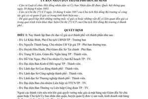 Quyết định 210/QĐ-UB thành lập Ban chỉ đạo giá ở thành phố