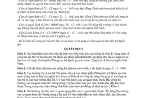 Quyết định 149-LB/CLT-TCTK biểu mẫu báo cáo thống kê định kỳ hằng năm về lưu trữ