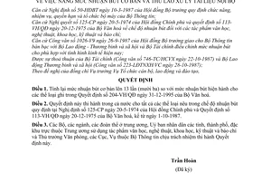 Quyết định  302-QĐ/BTT  nâng mức nhuận bút cơ bản và thù lao xử lý tài liệu nội bộ