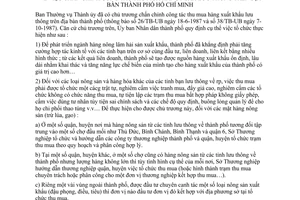 Chỉ thị 39/CT-UB  chấn chỉnh công tác thu mua hàng nông sản xuất khẩu lưu thông