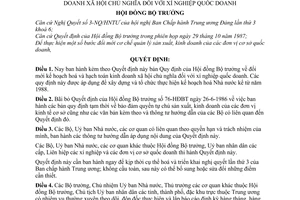 Quyết định 217-HĐBT  chính sách đổi mới kế hoạch hoá và hạch toán kinh doanh Xã hội chủ nghĩa đối với xí nghiệp quốc doanh