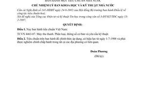 Quyết định  600-QĐ một tiêu chuẩn nhà nước TCVN 4463-87