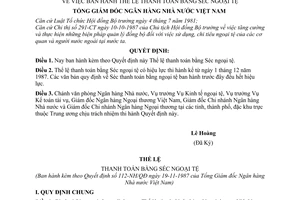 Quyết định 112-NH/QĐ  thể lệ thanh toán bằng séc ngoại tệ