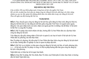 Nghị định 219-HĐBT chuyển giao công tác đăng ký hộ tịch từ Bộ Nội vụ sang Bộ Tư pháp và Uỷ ban nhân dân các cấp