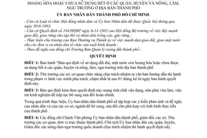 Quyết định 268/QĐ-UB sử dụng đất đai, mặt nước còn hoang hóa chưa chưa được sử dụng hết ở quận, huyện nông, lâm, ngư trường trên địa bàn thành phố