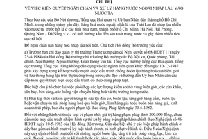 Chỉ thị 327-CT kiên quyết ngăn chặn xử lý hàng nước ngoài nhập lậu vào nước ta