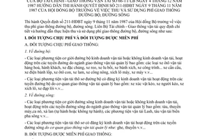 Thông tư liên bộ 66-TT/LB hướng dẫn Quyết định 211-HĐBT thu sử dụng phí giao thông đường bộ, đường sông