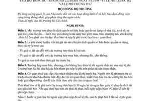 Nghị định 222-HĐBT lệ phí trước bạ và lệ phí chứng thư