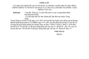 Công văn 144-TC/VP đính chính TTLB 66/TT-LB