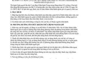 Thông tư 30-BYT/TT quy định tạm thời tổ chức khám bệnh ngoài giờ có quản lý