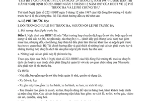 Thông tư 75-TC/CTN lệ phí trước bạ chứng thư hướng dẫn nghị định 222-HĐBT