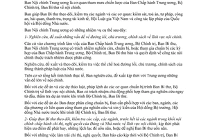 Quyết định 38-QĐ/TW năm 1988 về chức năng, nhiệm vụ, tổ chức của Ban Nội chính T