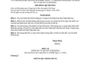 Nghị định 4-HDDBT điều lệ đăng ký và quản lý hộ khẩu