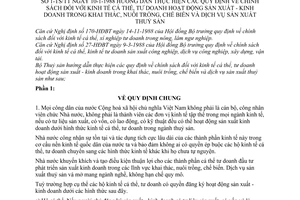 Thông tư 1-TS/TT hướng dẫn chính sách kinh tế cá thể, tư doanh hoạt động sản xuất kinh doanh khai thác nuôi trồng chế biến dịch vụ sản xuất thủy sản