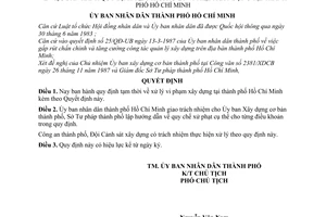 Quyết định 20/QĐ-UB quy định tạm thời về xử lý vi phạm xây dựng tại thành phố Hồ Chí Minh