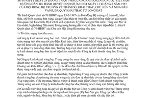 Thông tư 01-NH/TT thăm dò, khai thác, chế biến mua bán vàng, đá quý khai thác từ lòng đất hướng dẫn Quyết định 76/HĐBT