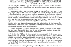 Thông tư 35-NHNN/TT thi hành luật thuế xuất nhập khẩu hàng mậu dịch hướng dẫn thi hành nghị định 8-HĐBT
