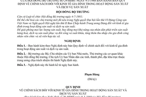 Nghị định 29-HĐBT bản quy định về chính sách đối với kinh tế gia đình trong hoạt động sản xuất và dịch vụ sản xuất