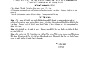 Quyết định  40-HĐBT  sửa đổi tỷ lệ trích nộp kinh phí bảo hiểm xã hội do Bộ Lao động - Thương binh và Xã hội quản lý