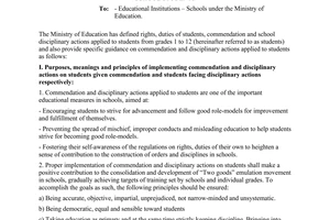 Circular No. 08/TT 1988 guidance on commendation and disciplinary actions applied to school students