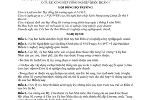 Nghị định 50-HĐBT điều lệ xí nghiệp công nghiệp quốc doanh