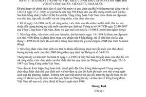 Thông tư 53-TT/TCĐ điều chỉnh trợ cấp nuôi con nhỏ đối với nữ công nhân viên chức Nhà nước