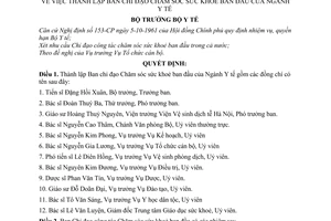 Quyết định 293-BYT/QĐ  thành lập Ban chỉ đạo chăm sóc sức khoẻ ban đầu của ngành Y tế