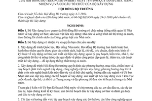 Nghị định 59-HĐBT quy định chức năng, nhiệm vụ và cơ cấu tổ chức của Bộ Xây dựng