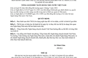 Quyết định18-NH/QĐ quy định về trình tự lập và chấp hành kế hoạch tín dụng của hệ thống Ngân hàng