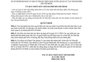 Quyết định  119/QĐ-UB giá biểu thu tiền thuê nhà làm việc hành chánh, sản xuất kinh doanh và nhà ở thuộc diện nhà nước quản lý tại TP Hồ Chí Minh