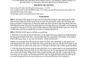 Nghị định 97-HĐBT quy định nhiệm vụ, quyền hạn và tổ chức bộ máy Bộ Kinh tế đối ngoại