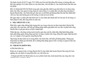 Chỉ thị 20/CT-UB  tổ chức đợt kiểm tra việc tàng trữ buôn bán lâm sản không phép trên địa bàn thành phố và việc phá rừng huyện Duyên Hải