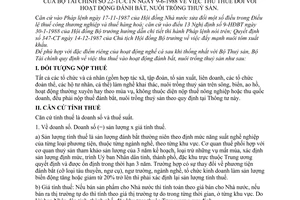 Thông tư 22-TC/CTN thu thuế hoạt động đánh bắt, nuôi trồng thuỷ sản